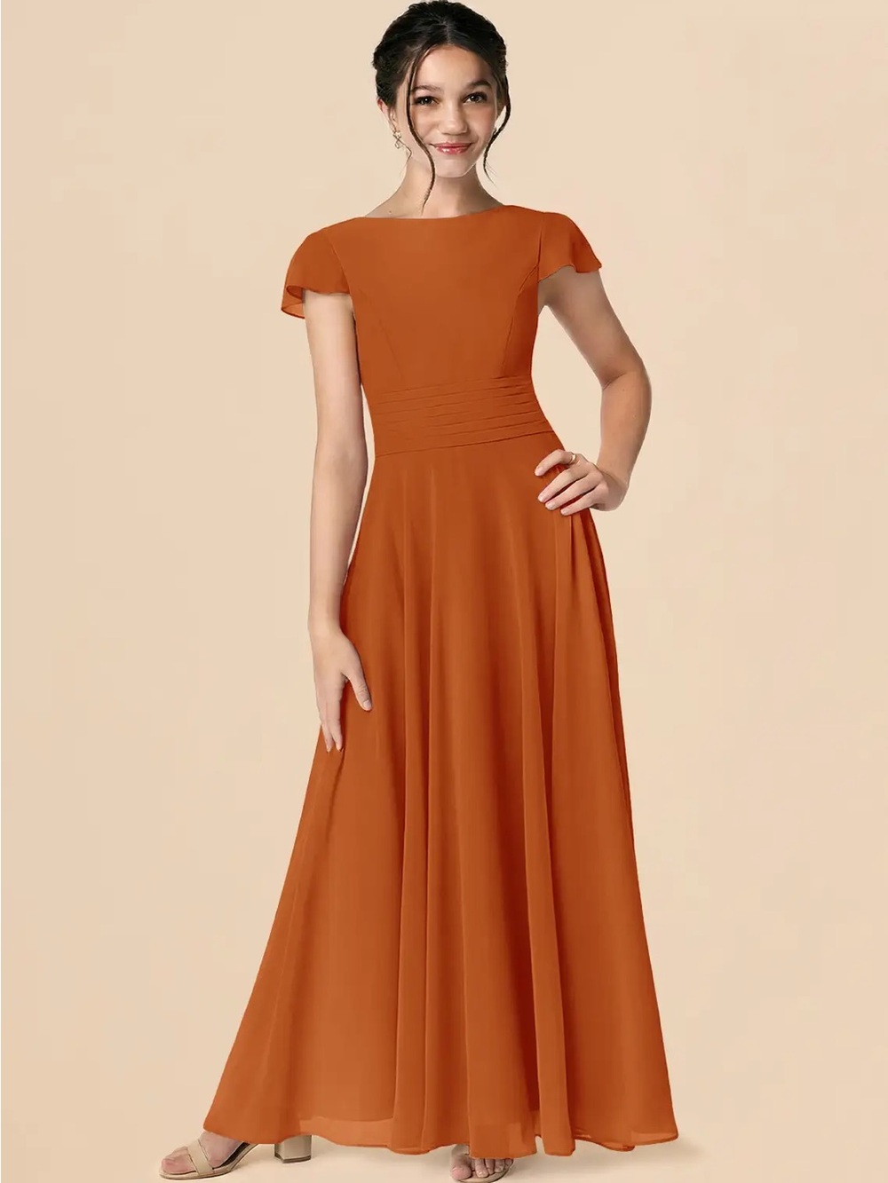 NWT Azazie Payton Junior Bridesmaid Dress in Paprika Wedding Evening | Size J16